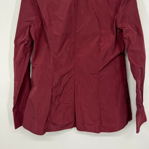 Lafayette 148 New York Top Burgundy Button Down Long Sleeve Pleated - Picture 9 of 9